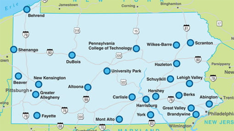 Map of campuses