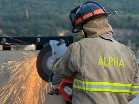 Kara Stover during training with Alpha Fire Company.