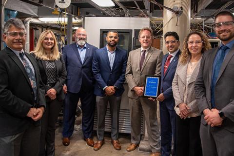 Aramco colleagues (from left to right) Sanjay Srinivasan, Emily Quick, Tim Torre, Fahad Aljabry, Lee Kump, Wajih Malibari, Zuleima Karpyn and William Shuey