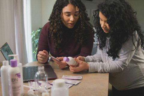 Sisters and Penn State Berks graduates Cory Varona-Corniel, left, and Nicol Varona Cancelmo have launched their own hair care company, DN Organics