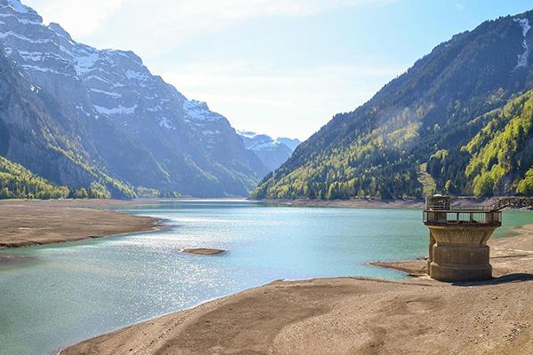 A drought-stricken reservoir. 