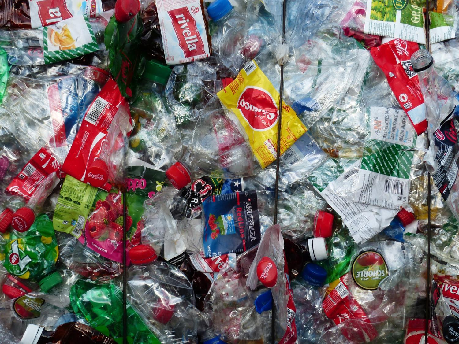 A stack of mixed plastic waste