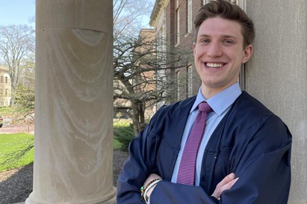 Nickolas Sotiropoulos, Jr. was selected as the College of Earth and Mineral Sciences student marshal for Penn State's 2022 summer commencement ceremonies