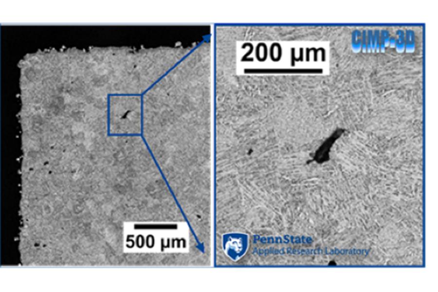 An example of a stochastic flaw observed in Ti-6Al-4V PBFAM builds after HIP. 