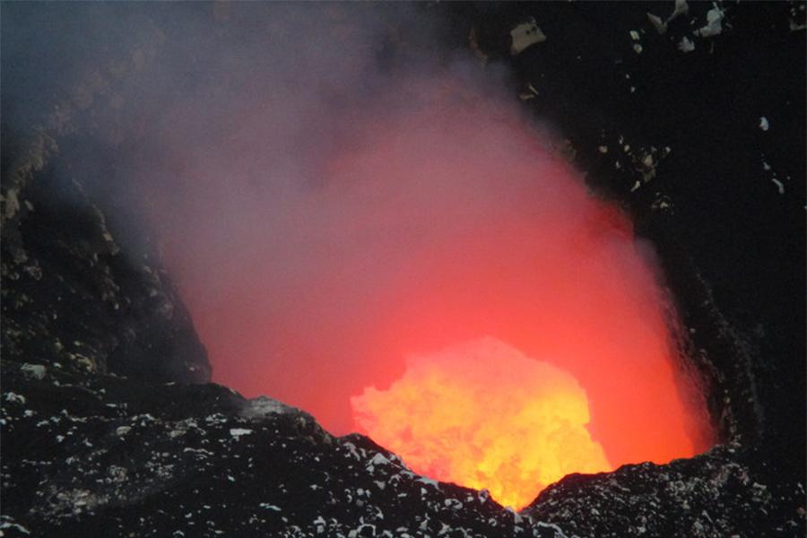 The lava lake in Santiago crater, Masaya volcano, Nicaragua on November 20, 2017.