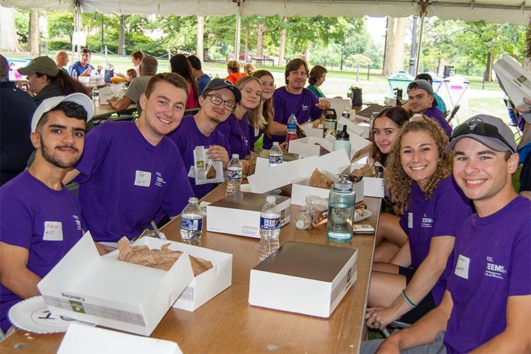 an image of students enjoying lunch at a TEEMS event